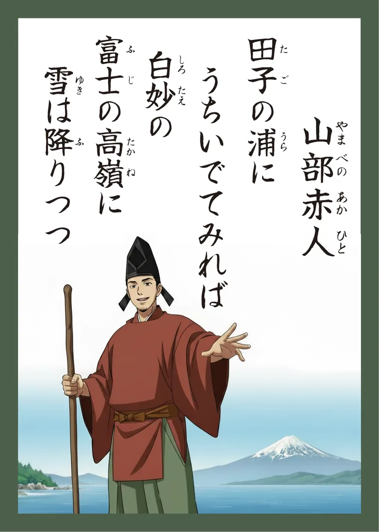 百人一首4番 山部赤人 の読み札