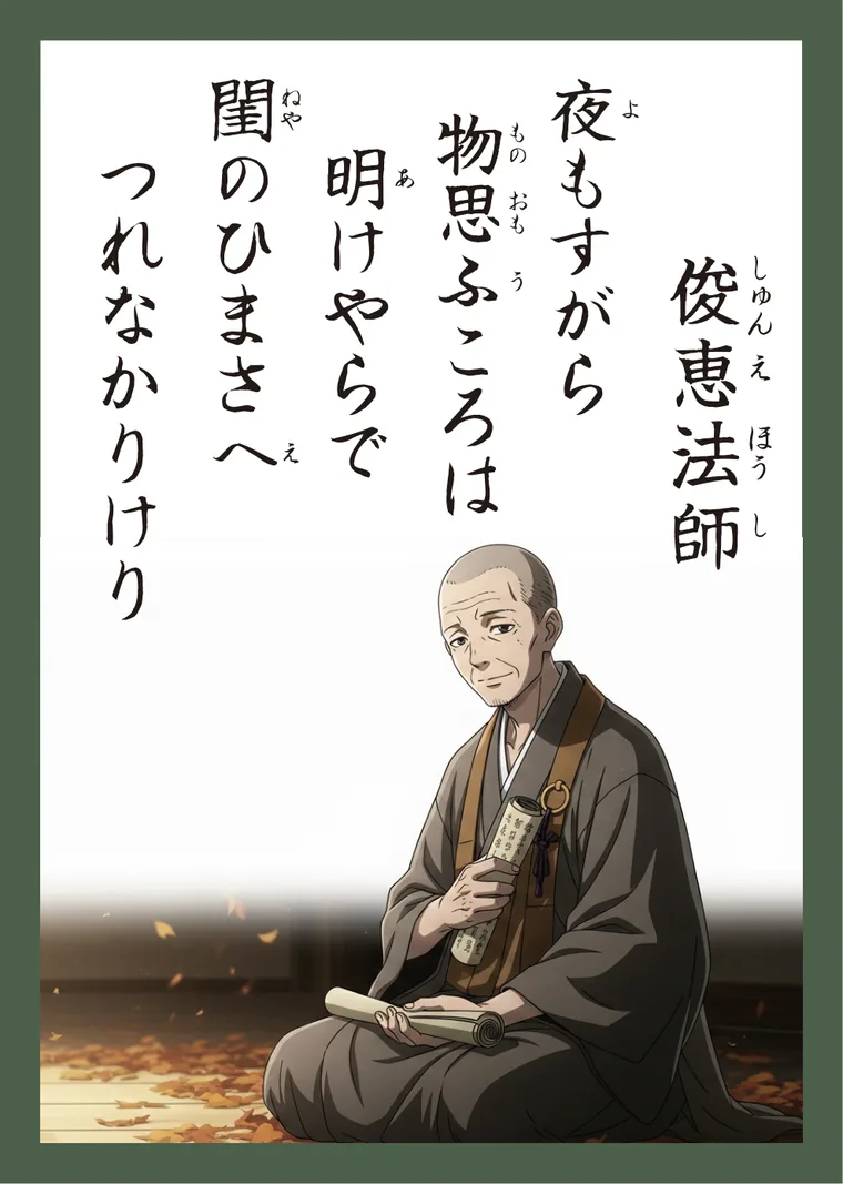 百人一首85番 俊恵法師 の読み札